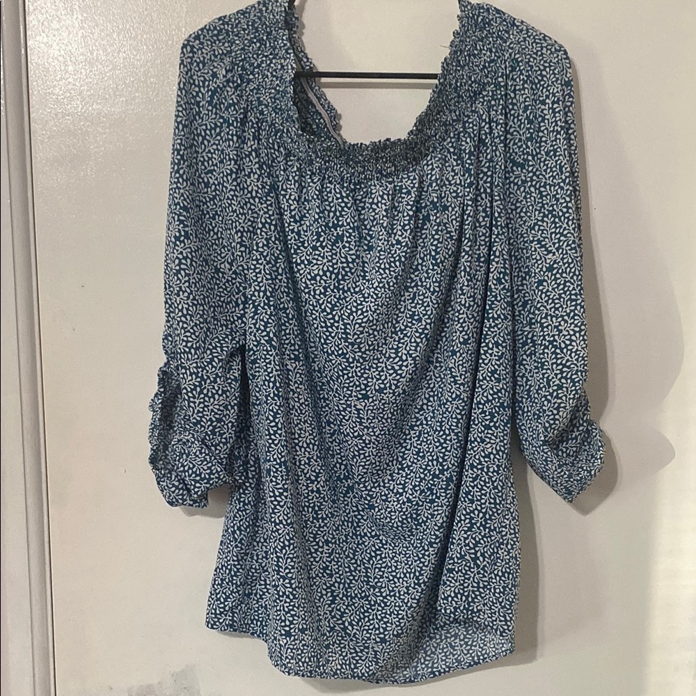 Green Floral Women's Top Size 2XL